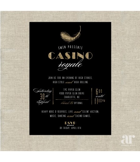 Poker Here's the Deal Casino Vegas 5x7 Fill In Invitations with