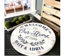 ARW Custom Lazy Susan - Welcome to Our Home - Wooden Lazy Susan