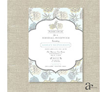 Vintage Shabby Chic Floral Bird Bridal Shower Printable Invitation - Ashley Collection - Pale Blue
