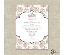 Vintage Shabby Chic Floral Bird Bridal Shower Printable Invitation - Ashley Collection - Blush Pink