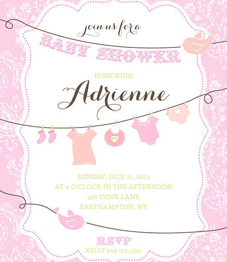 Pastel Birdie Baby Shower Printable Invitation