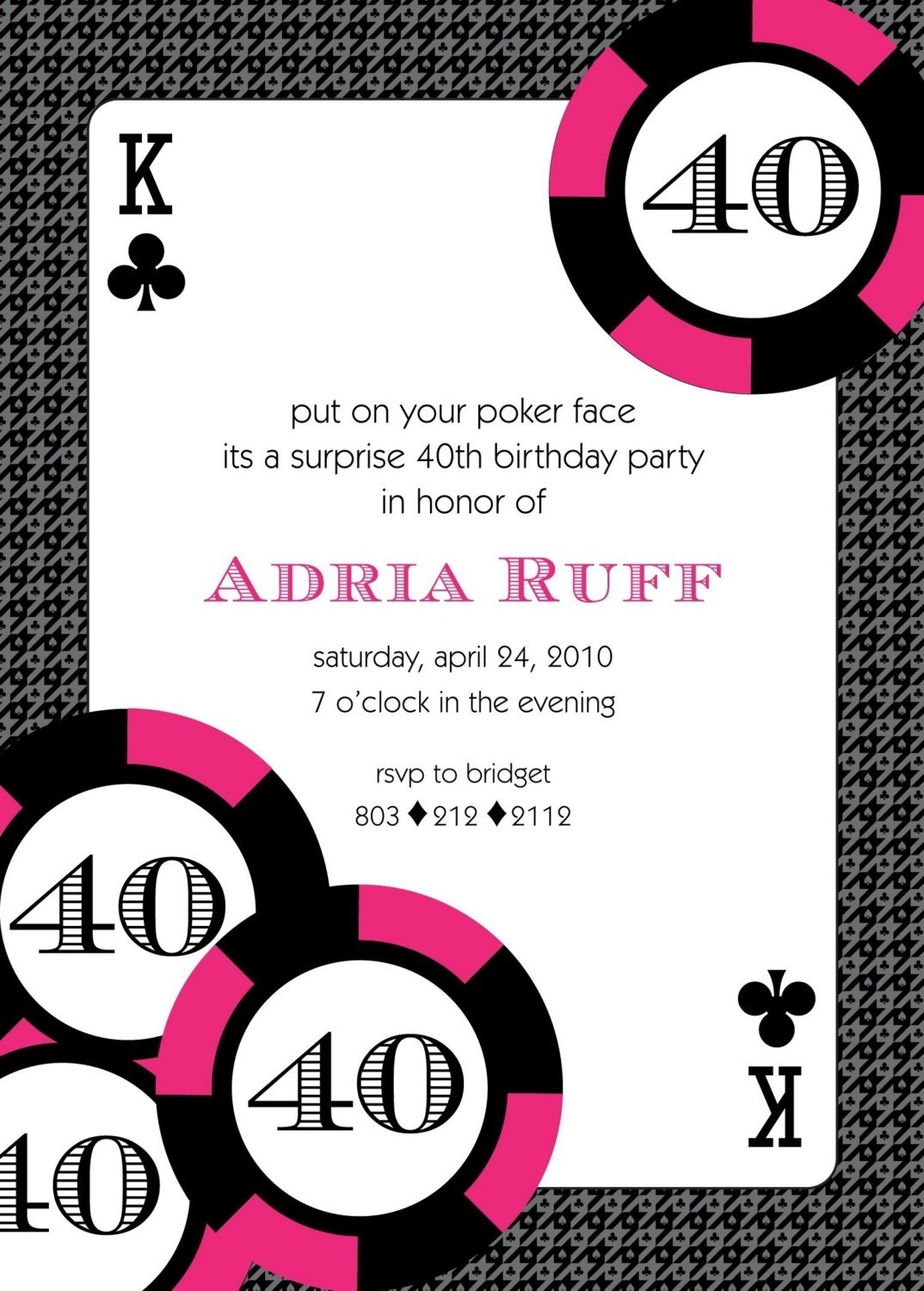 Casino night party invitation wording baby shower