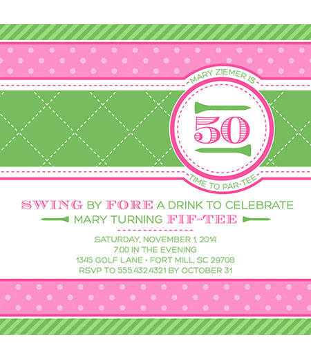 Preppy Golf for Girls Birthday Party Printable 5x5 Invitation
