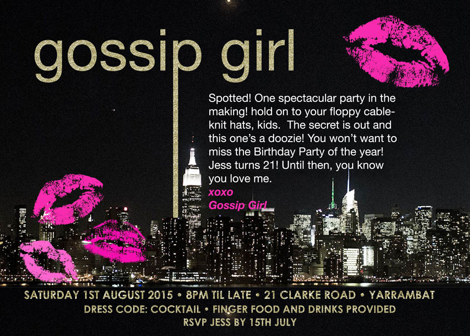 Gossip Girl Themed Party Invitation & Drink Menu Customizable Digital  Download CANVA Template 