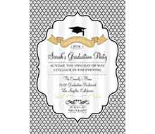 Modern Graduation Printable Invitation - Gold, Silver, Black and White