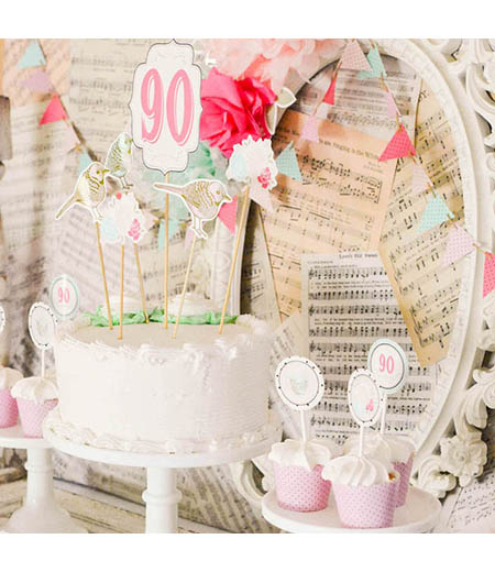 Shabby Chic Vintage Rose and Polka Dot Birthday Printable Package - Jaci Collection