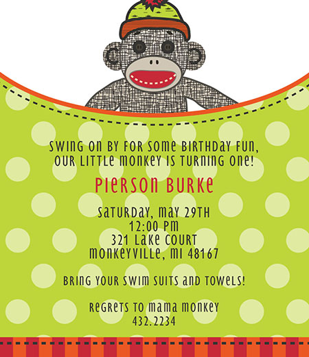 Sock Monkey Printable Invitation 