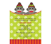Sock Monkey Twins Printable Invitation 