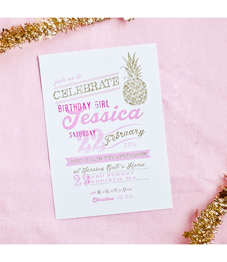 Pineapple Gold Party Shower Bridal Birthday Party Printable Invitation