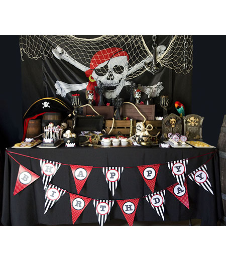 Pirate Birthday Party Printables Collection - Black, Red and Gray 