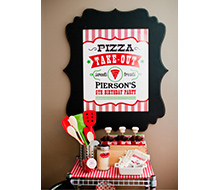 Pizzeria Pizza Party Birthday Party Printable Take Out Sign - 16" x 20"