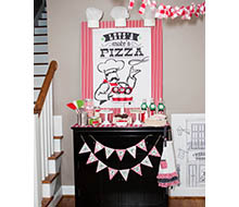 Pizzeria Pizza Party Birthday Party Printable "Lets'a Make'a Pizza" Chef Sign - 36" x 48" Instant Download