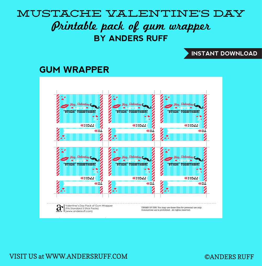 free silly printable mustache valentines day cards