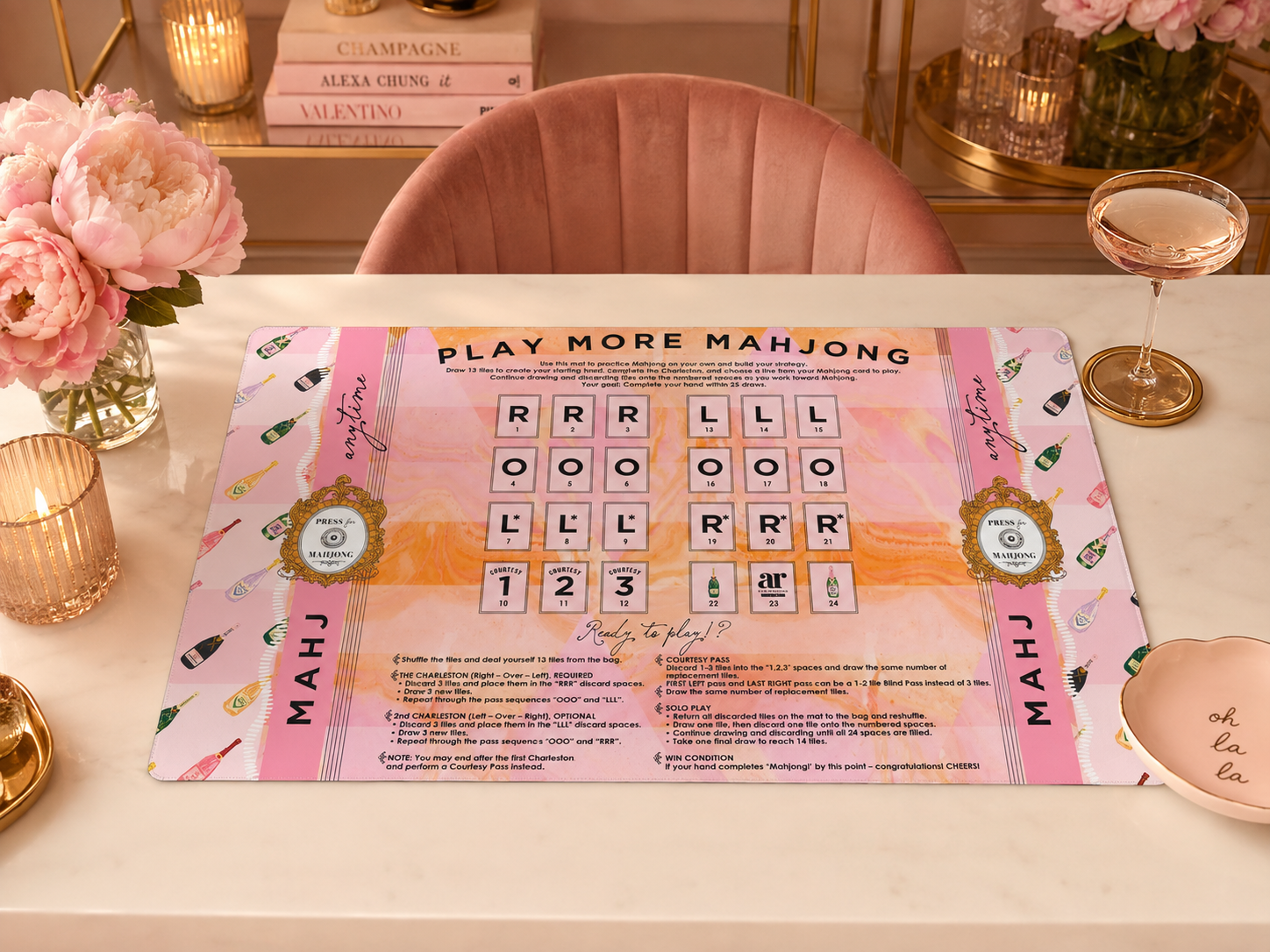 Bams & Bubbly Solo Play Mahjong Mat