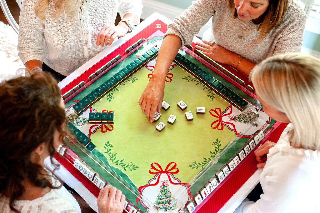 Watercolor Christmas Tree Mahjong Mat
