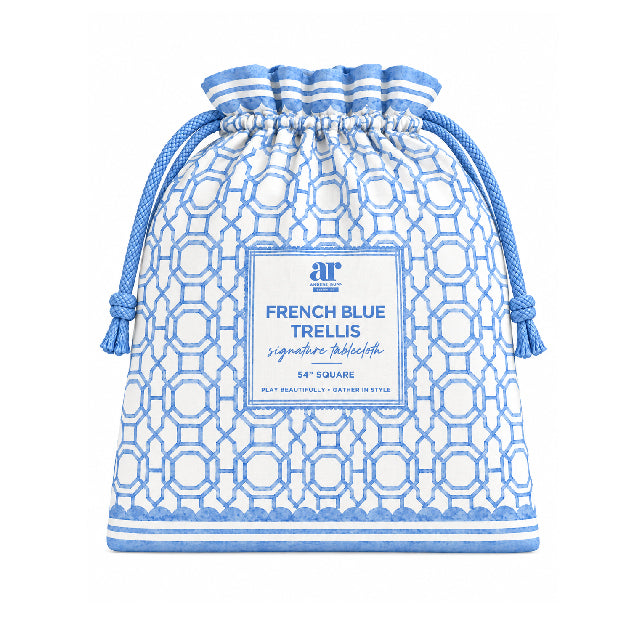 French Blue Trellis Tablecloth
