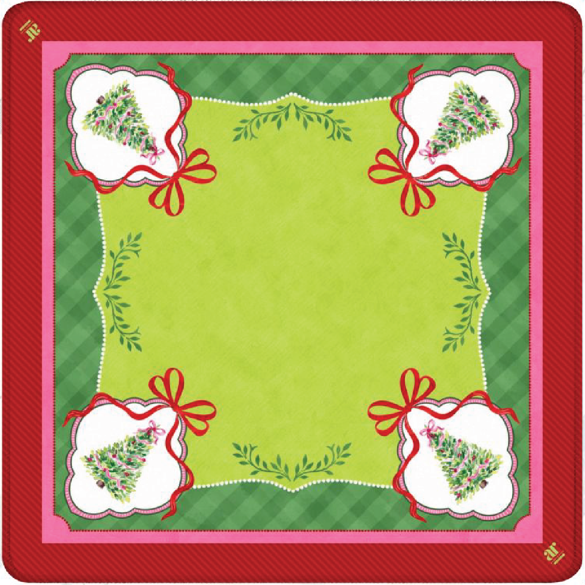 Watercolor Christmas Tree Mahjong Mat