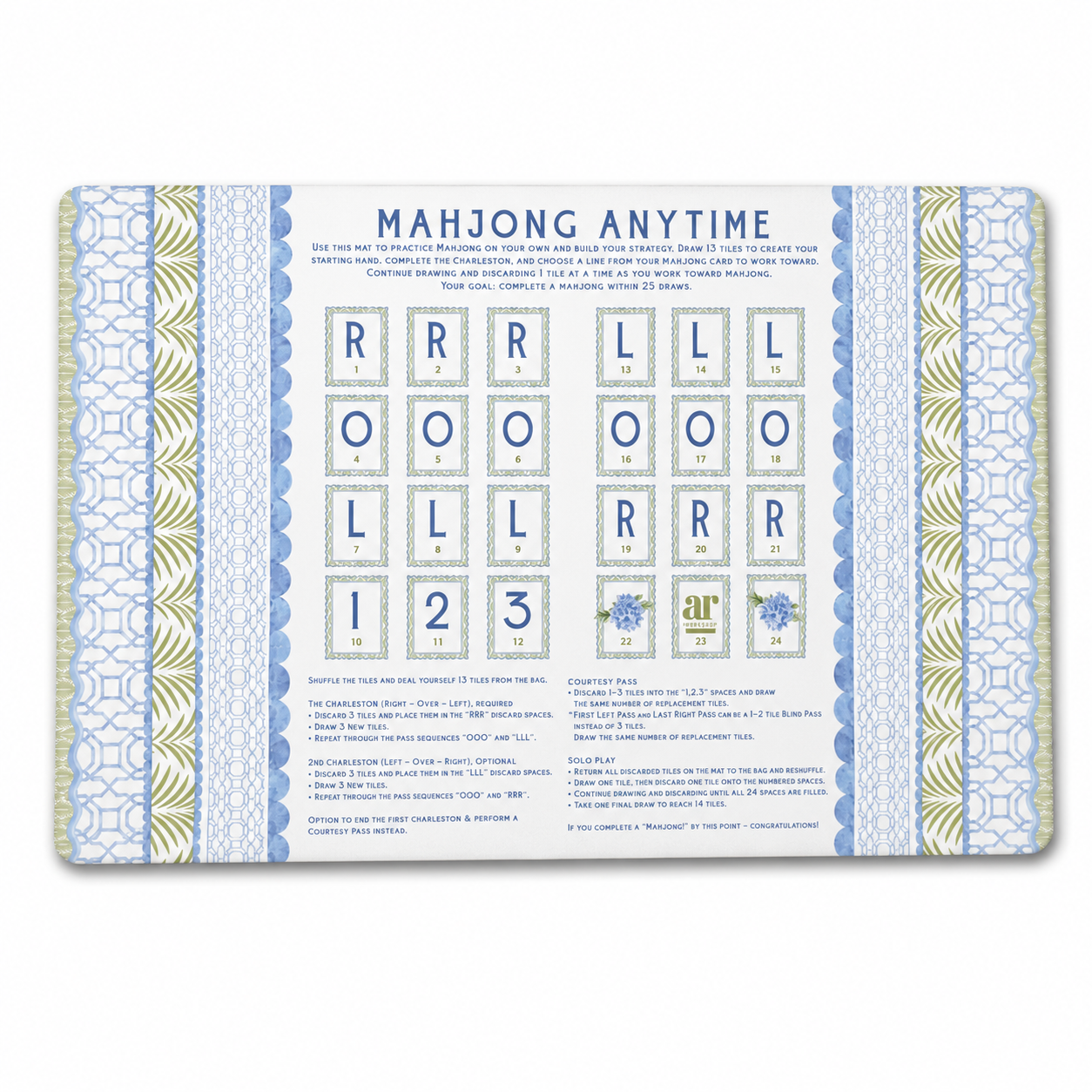 House of Hydrangea Solo Play Mahjong Mat
