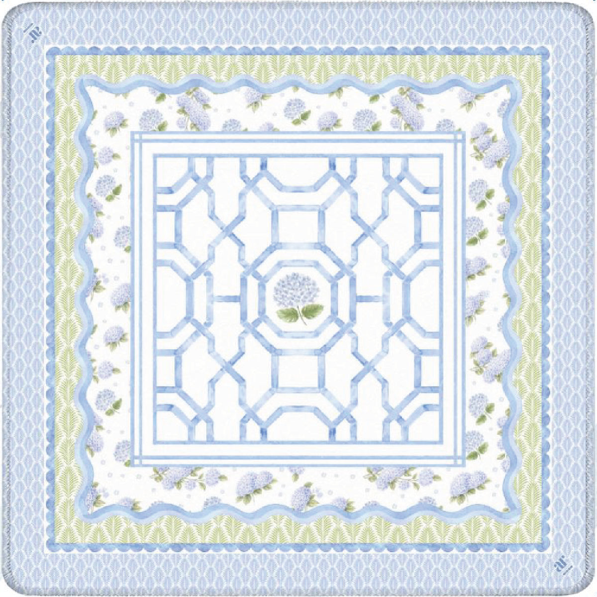 Anders Ruff Hydrangea Mat with blue floral bouquet