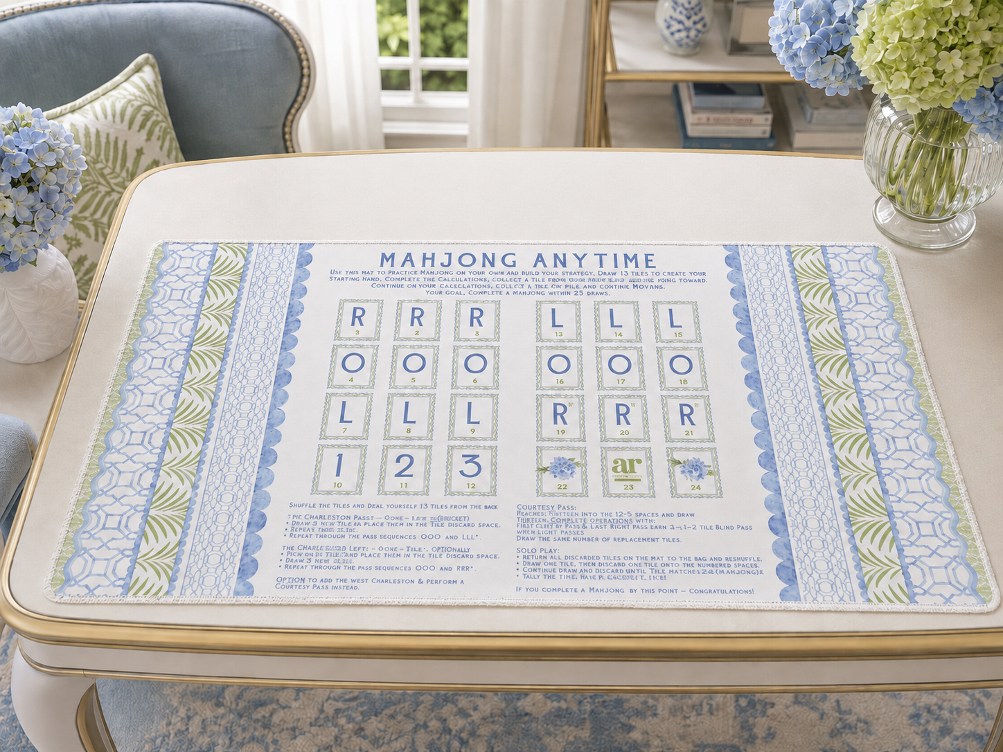 House of Hydrangea Solo Play Mahjong Mat