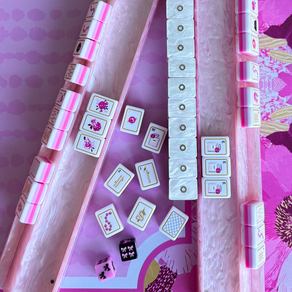 Rosè Pink Pearl Acrylic Mahjong Rack Set — Straight Pushers