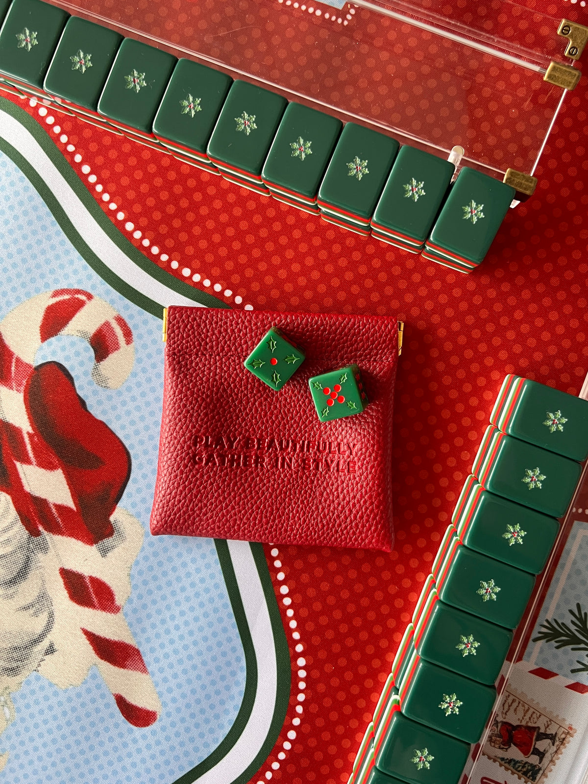Holly Christmas Dice with Pouch Set | Dear Santa Collection