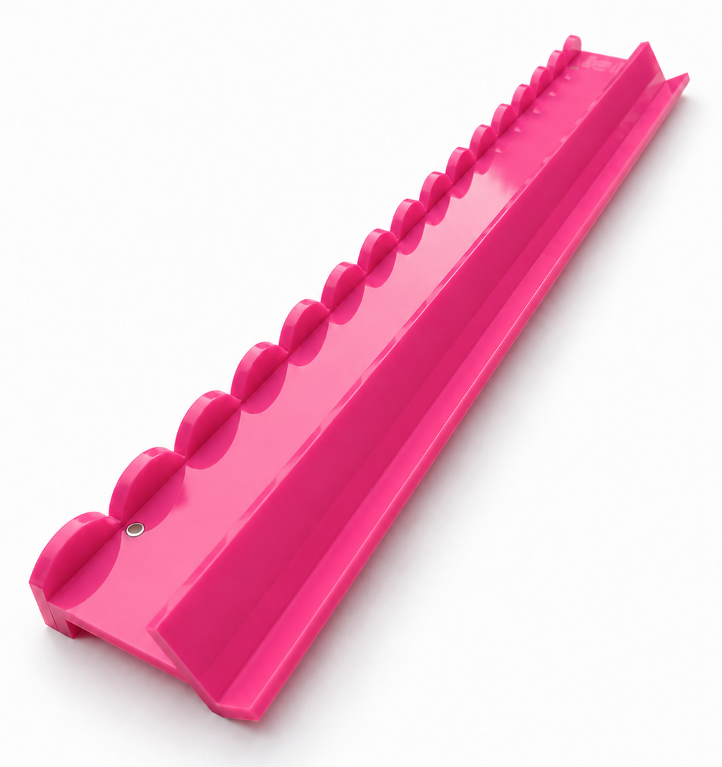MAHJenta Pink Acrylic Mahjong Rack Set — Scalloped Pushers