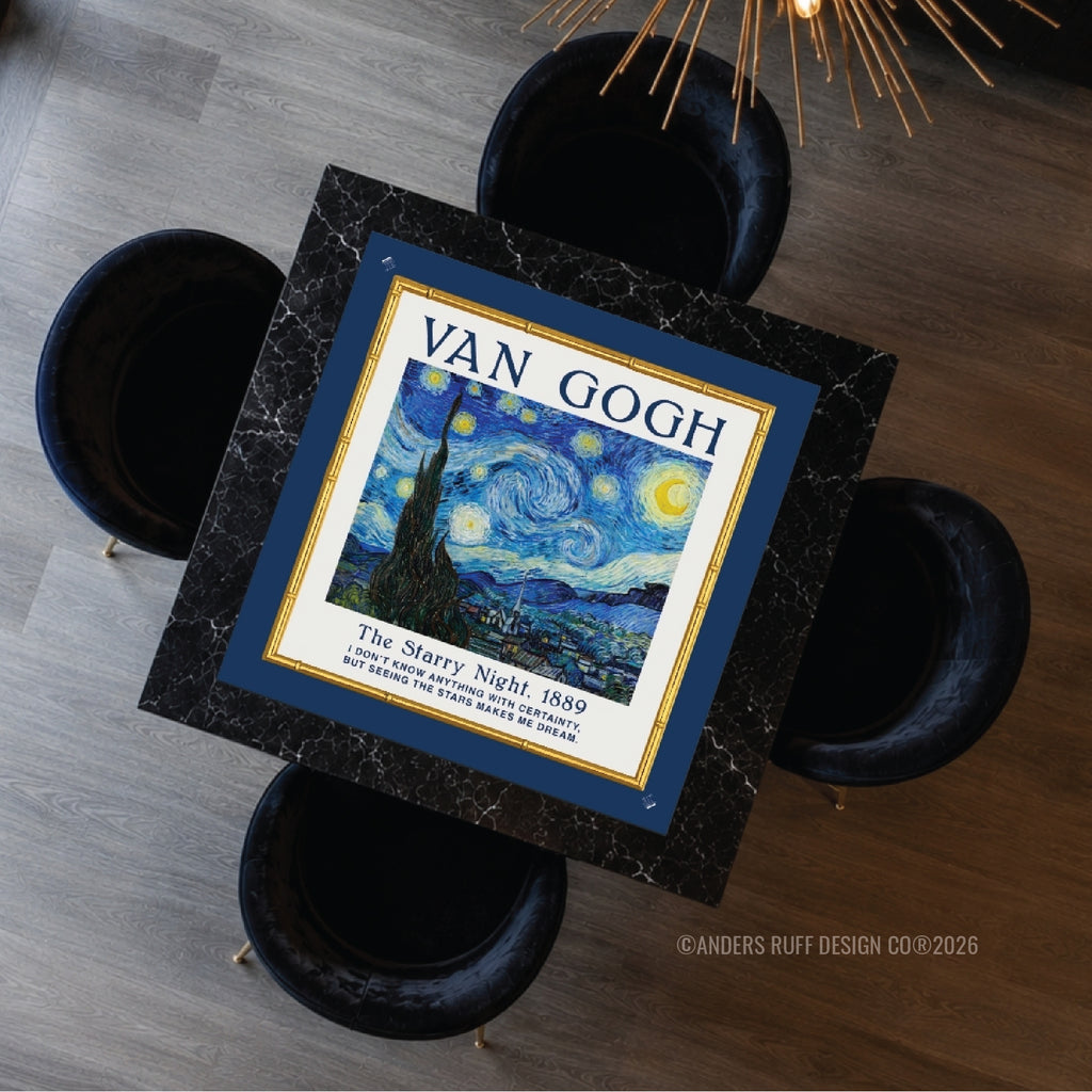 Van Gogh Starry Night & Wheat Field with Cypresses Reversible Mahjong Mat