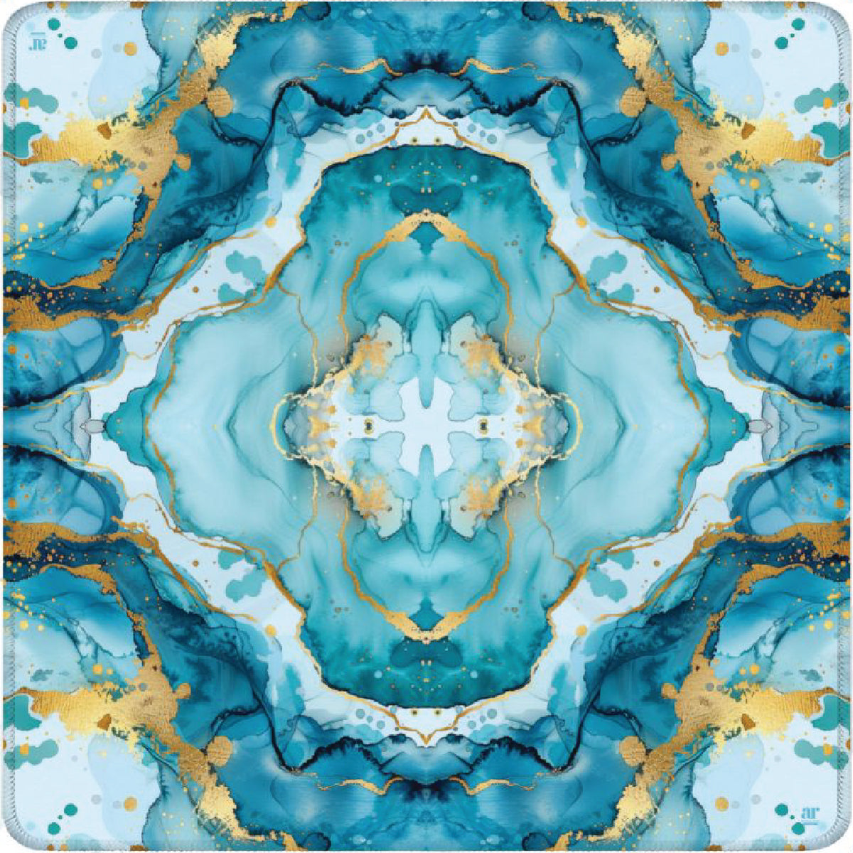 Coastal Aqua Marble Mahjong Mat with cushioned surface and durable backing.