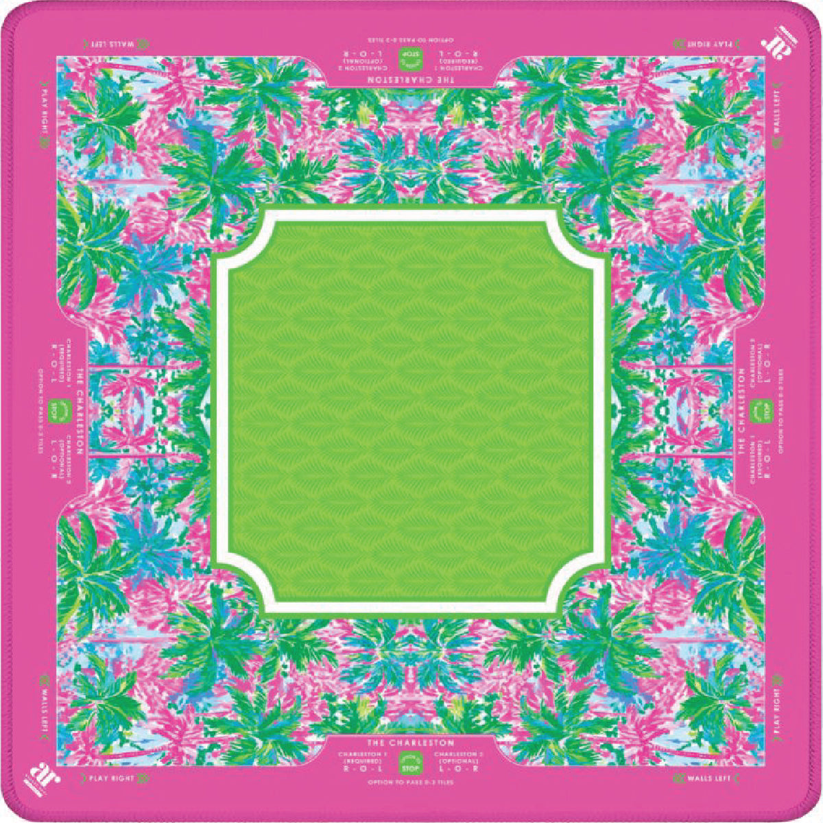 Pink Lim Mahjong Mat with stitched edge and non-slip backing