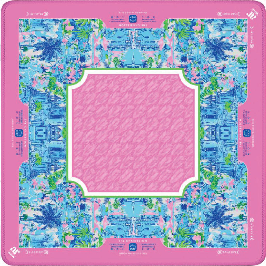 Palm Beach Pink Cabana Blue Mahjong Mat