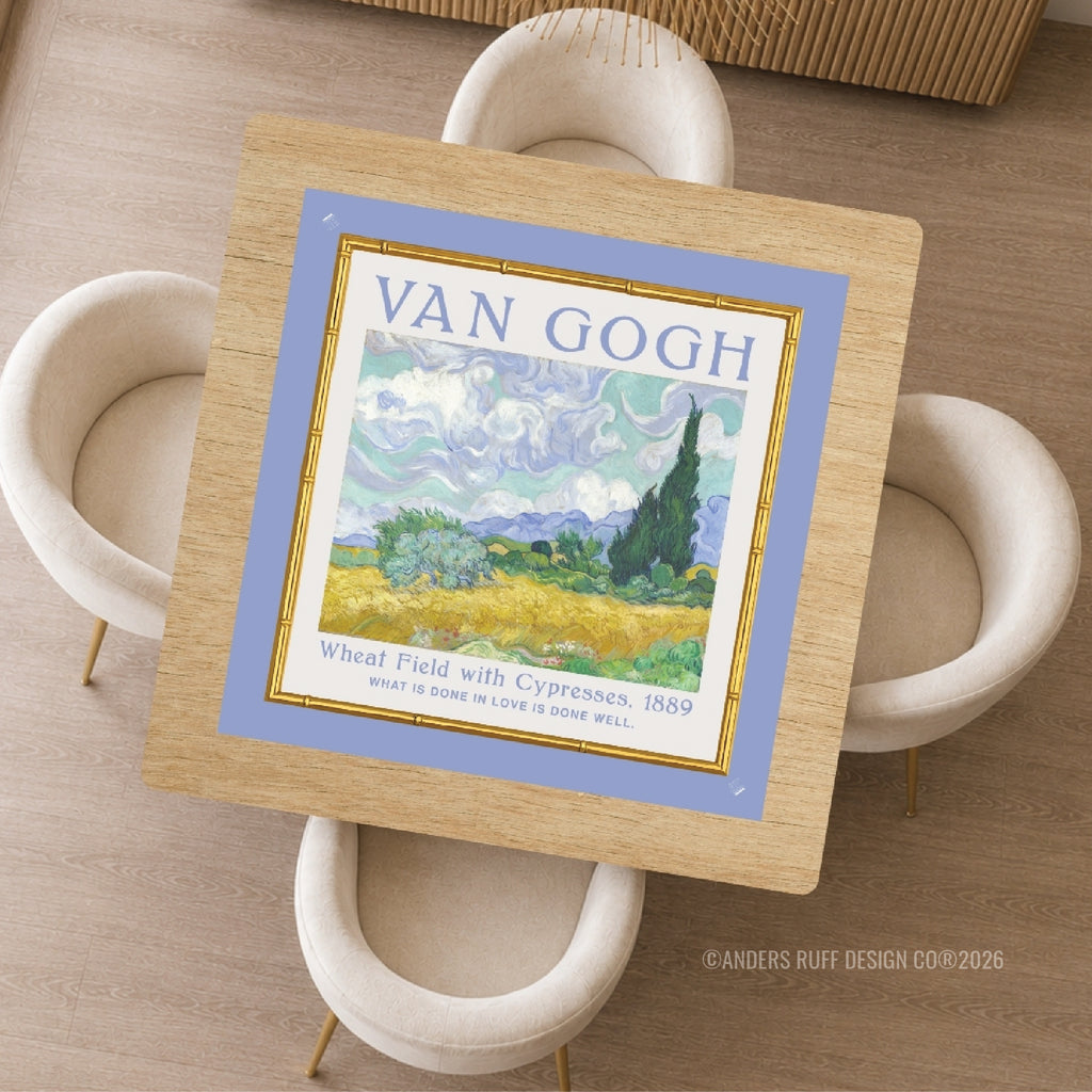 Van Gogh Starry Night & Wheat Field with Cypresses Reversible Mahjong Mat