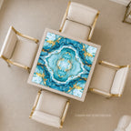 Coastal Aqua Marble Mahjong Mat