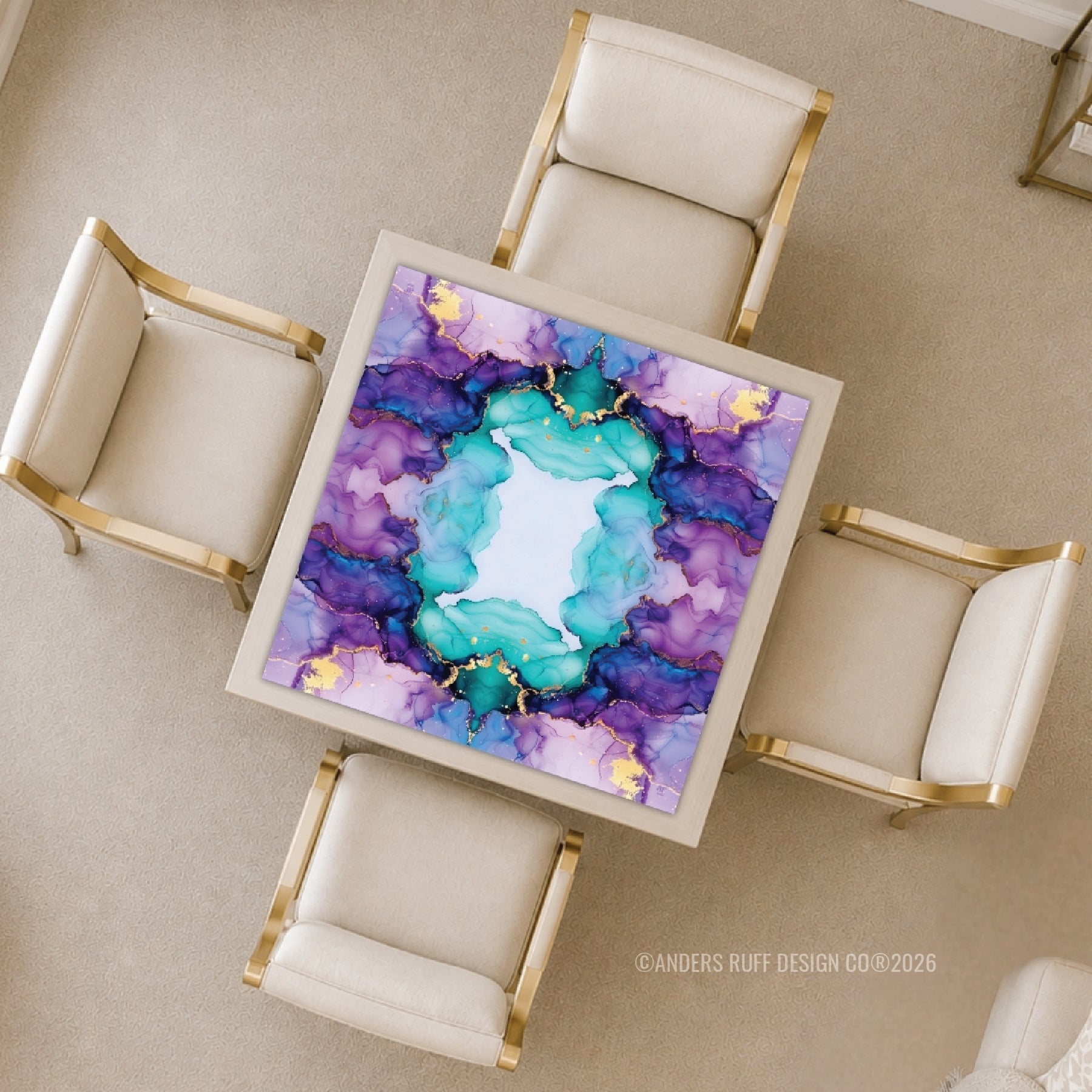 Purple & Aqua Marble Mahjong Mat