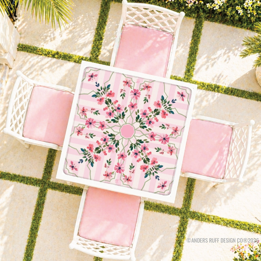 Floral Trellis Pink Mahjong Mat