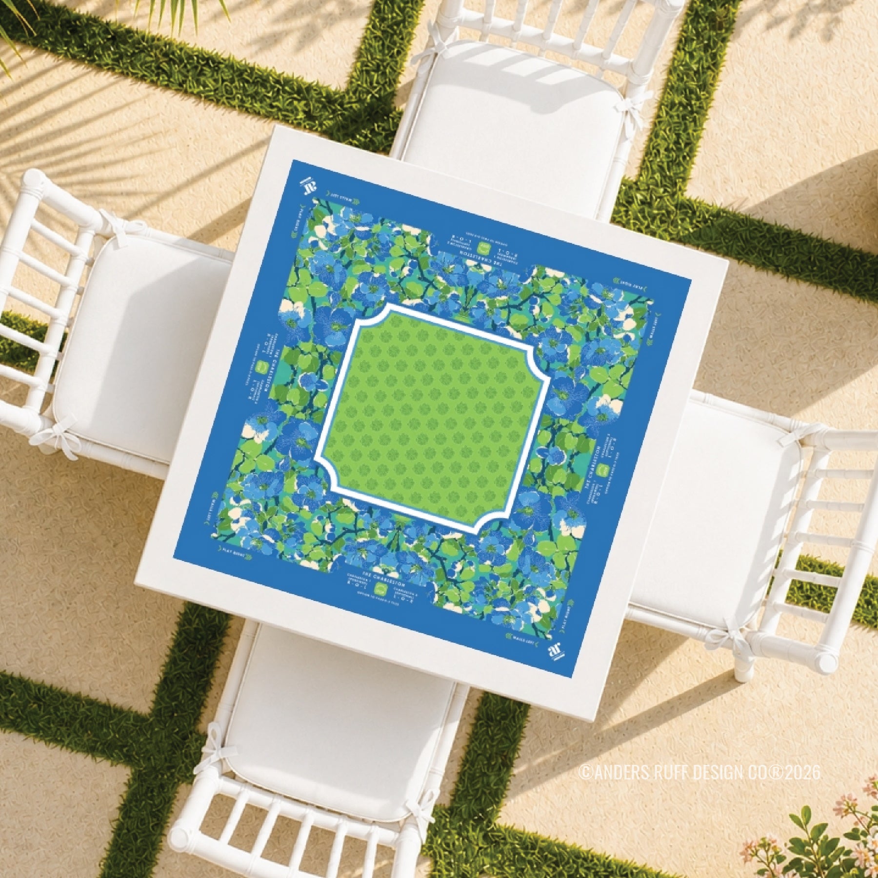 Palm Beach Ocean Blue Green Mahjong Mat