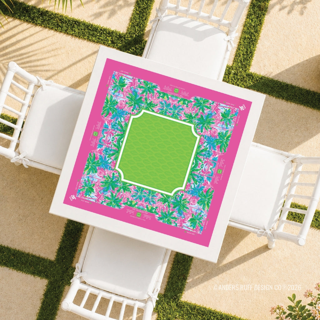 Palm Beach Tropical Pink Lime Mahjong Mat