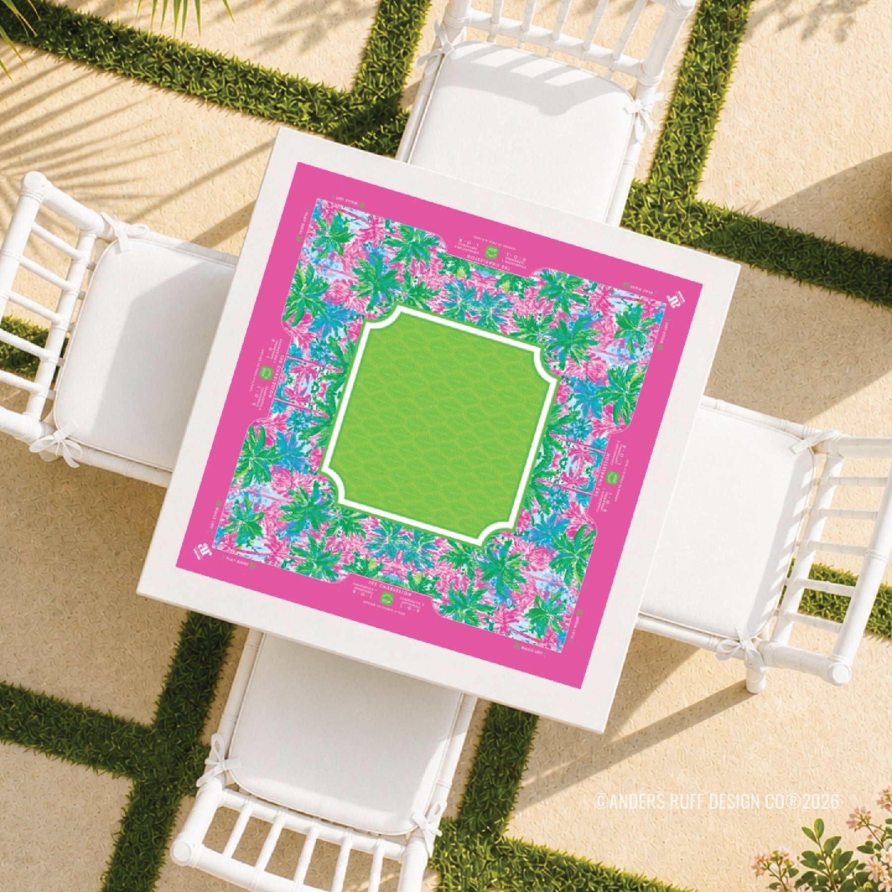Palm Beach Tropical Pink Lime Mahjong Mat