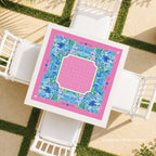 Palm Beach Pink Cabana Blue Mahjong Mat