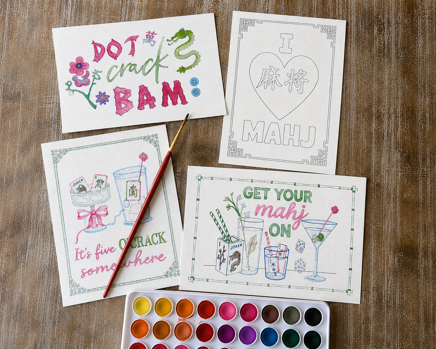 Mahjong Watercolor DIY Painting Kit