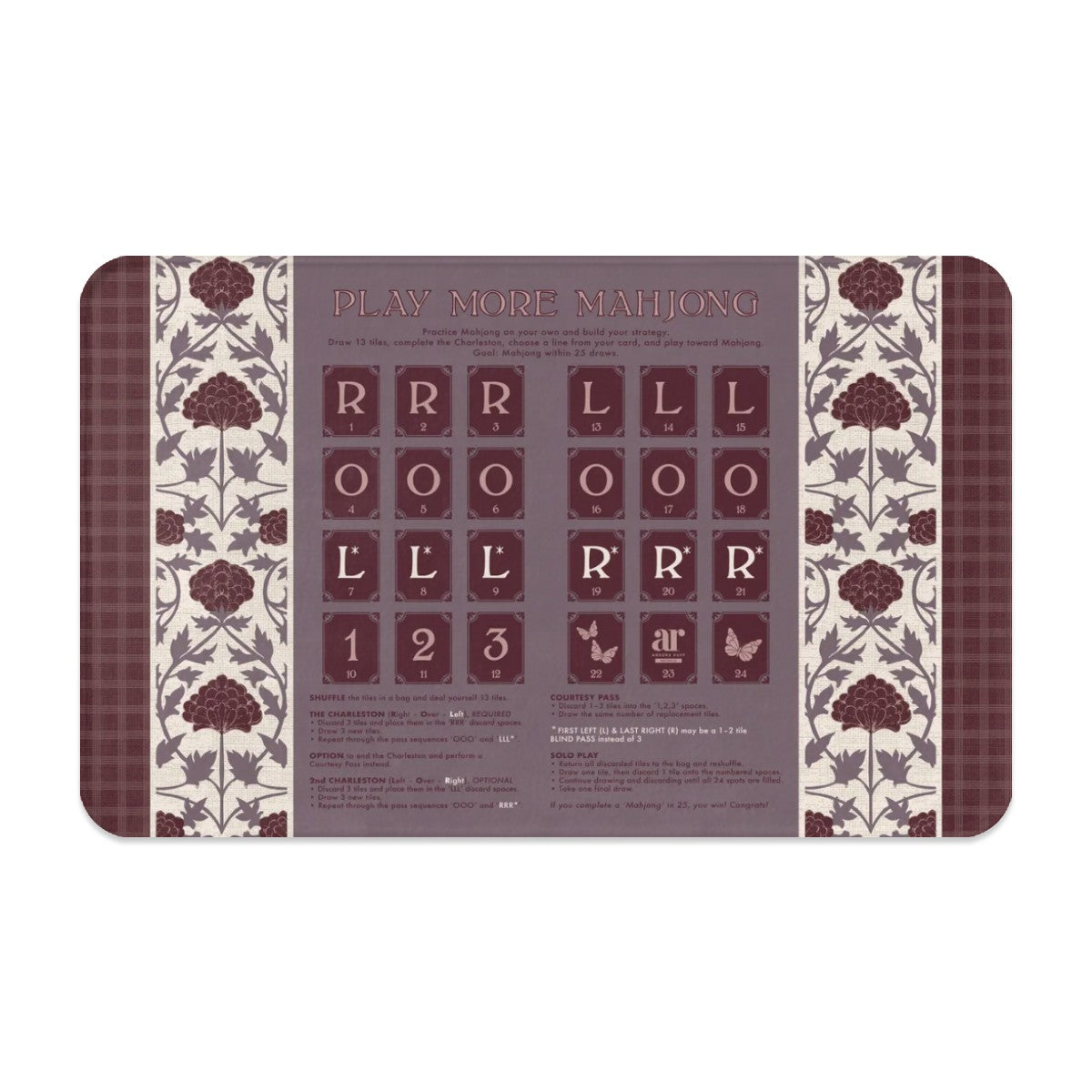 Burgundy Grove Solo Play Mahjong Mat