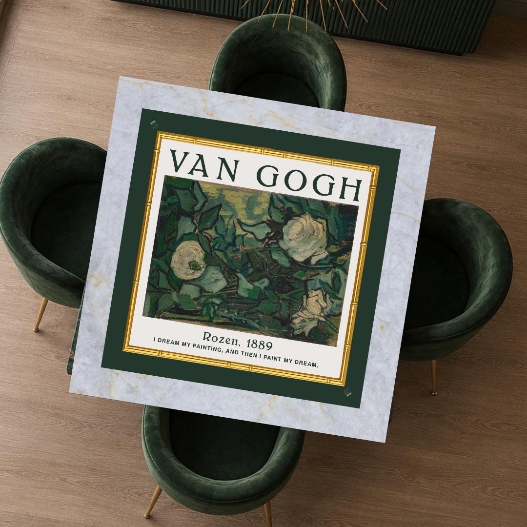 Van Gogh Rozen & Roses Reversible Mahjong Mat