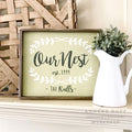ARW Custom Wood Sign - Our Nest - 18"x21" Framed Wood Sign
