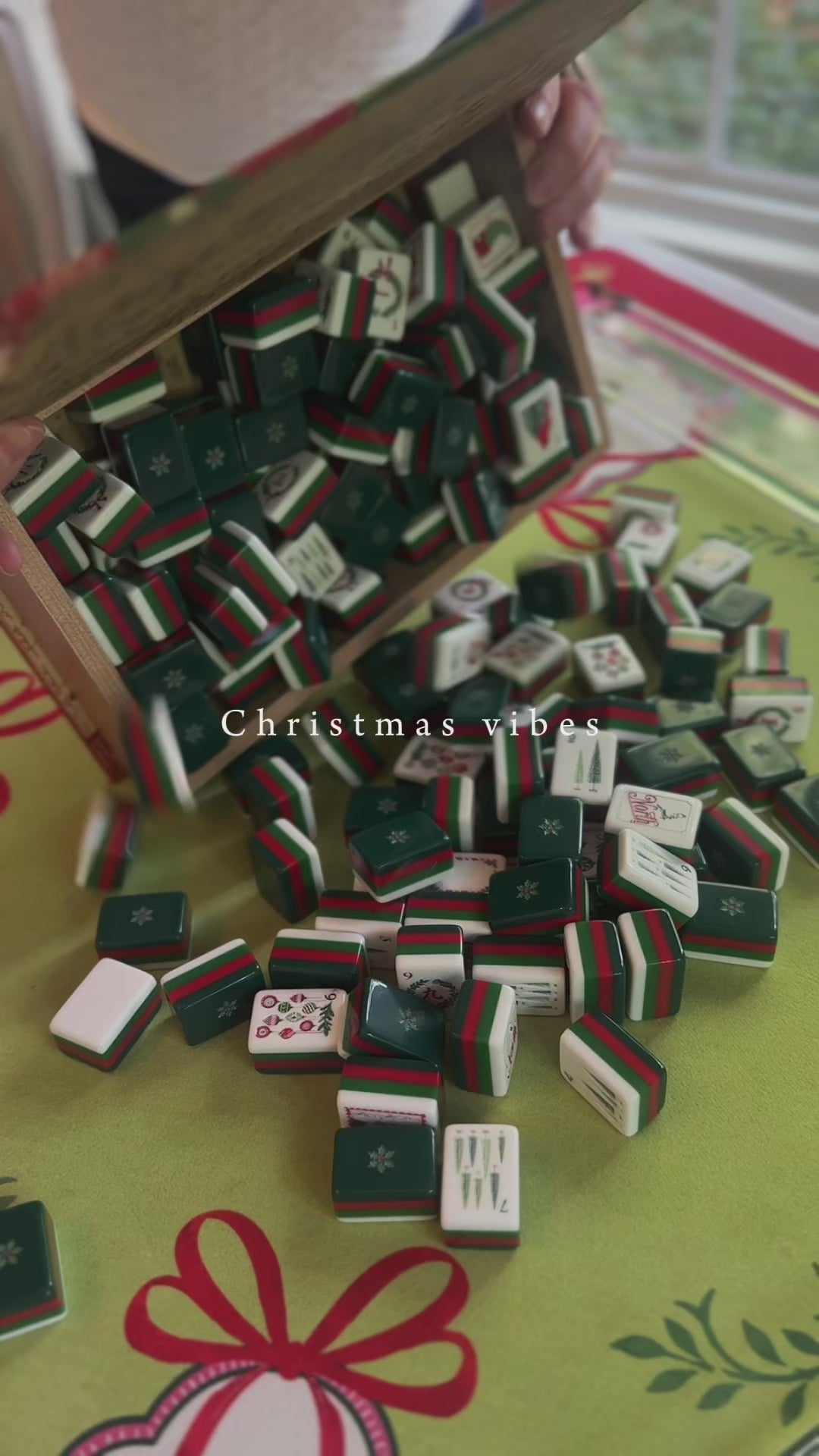 Watercolor Christmas Tree Mahjong Mat