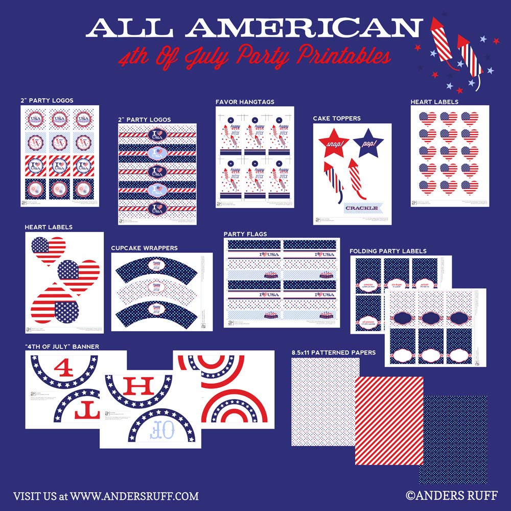 All American 4th of July Printable Party Collection - Instant Download