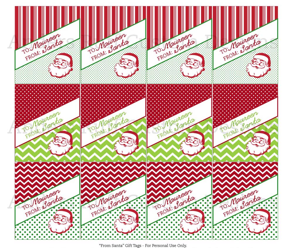 Vintage Santa Printable Personalized Gift Tags - The Classic Christmas ...