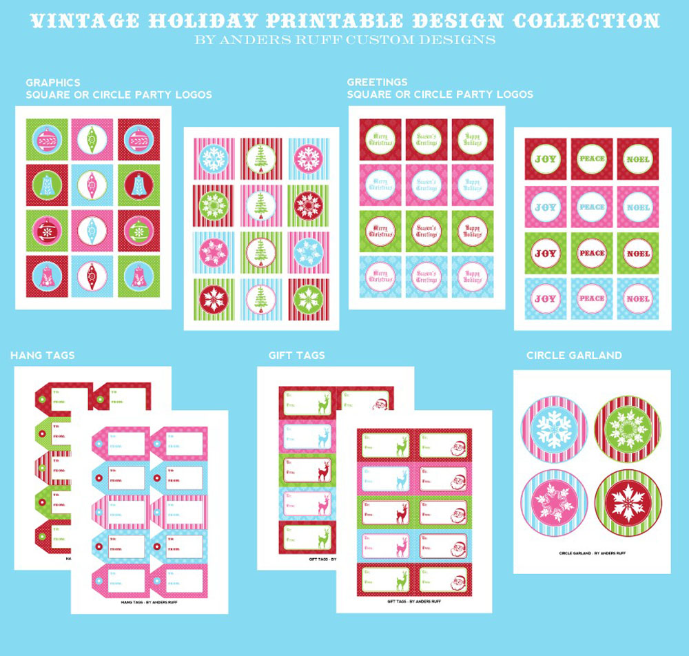 Vintage Christmas Printable Holiday Party Collection - Instant Download