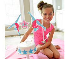 Gymnastics Tumbling Birthday Party Customized Cake Topper Set