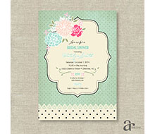 Shabby Chic Vintage Rose and Polka Dot Bridal Shower Printable Invitation - Jaci 