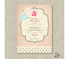 Shabby Chic Vintage Rose and Polka Dot Bridal Shower Printable Invitation - Jaci - Blush Pink
